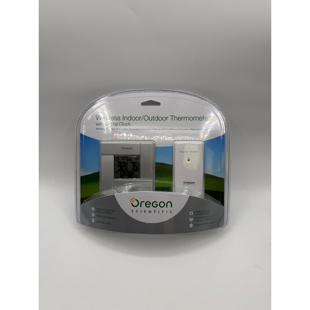 Oregon Scientific Wireless Indoor Outdoor Thermometer Digital Clock RAR381 Slver
